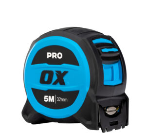 OX Pro 5m Metric Only Tuff Blade Tape Measure - Magnetic Dual Hook & 32mm Wide Blade