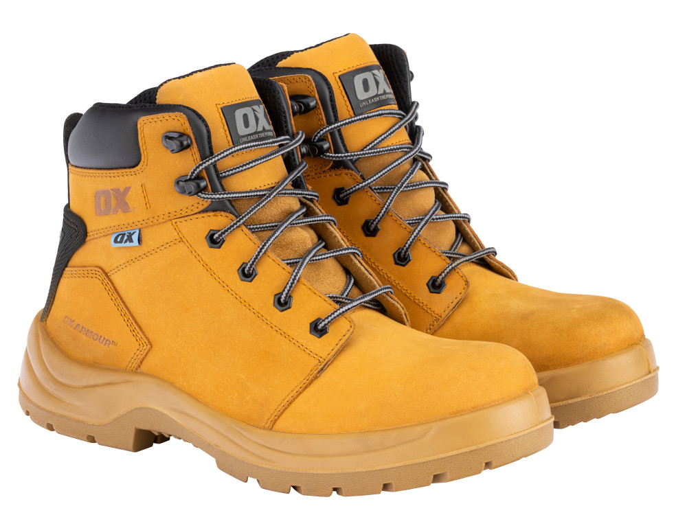 OX Attitude Honey Nubuck Leather Safety Boots - Size 12